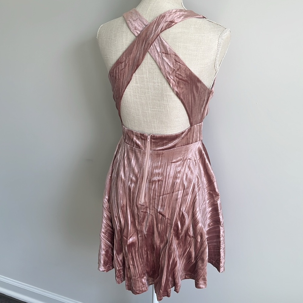 Mauve Velveteen Mini Skater Dress - Picture 7 of 12